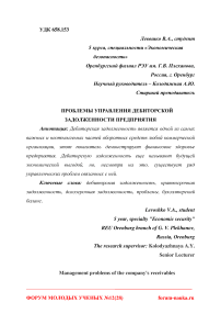 Проблемы управления дебиторской задолженности предприятия