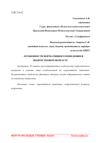 Особенности нормативного поведения в подростковом возрасте