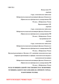 Роль муниципальной собственности в экономике муниципального образования (на примере города Набережные Челны)