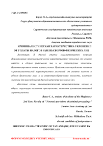 Криминалистическая характеристика уклонений от уплаты налогов и (или) сборов физических лиц