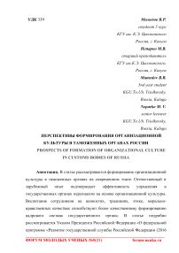 Перспективы формирования организационной культуры в таможенных органах России