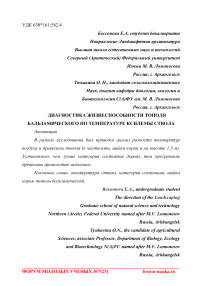 Диагностика жизнеспособности тополя бальзамического по температуре ксилемы ствола