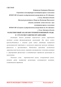 Маркетинговый анализ внутренней и внешней среды в стратегии развития организации