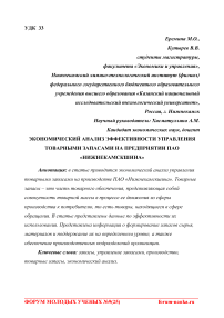 Экономический анализ эффективности управления товарными запасами на предприятии ПАО "Нижнекамскшина"