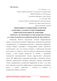 Эффективность мониторинга в системе маркетинга, как инструмент повышения конкурентоспособности компании