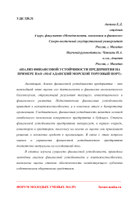 Анализ финансовой устойчивости предприятия на примере ПАО "Магаданский морской торговый порт"