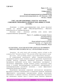 Учет, анализ денежных средств и пути их совершенствования на примере ООО "Инвестстрой-Казань"