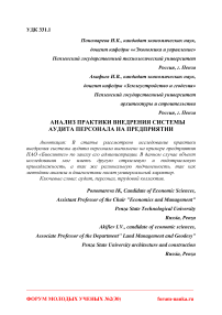 Анализ практики внедрения системы аудита персонала на предприятии