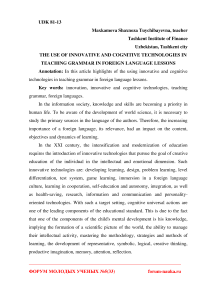 The use of innovative and cognitive technologies in teaching grammar in foreign language lessons