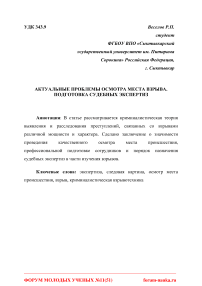 Актуальные проблемы осмотра места взрыва. Подготовка судебных экспертиз