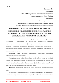 Особенности развития зрительного восприятия школьников с задержкой психического развития