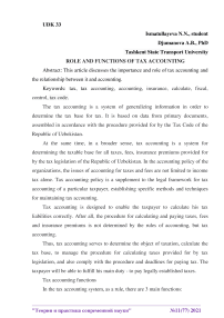 Role and functions of tax accounting