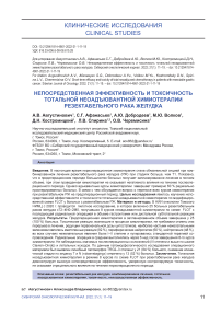 Непосредственная эффективность и токсичность тотальной неоадъювантной химиотерапии резектабельного рака желудка