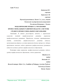 Моделирование процесса управления профессиональным развитием педагога системы среднего профессионального образования