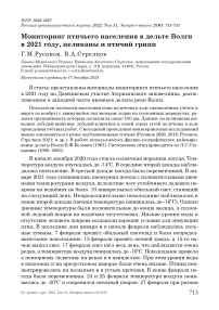 Мониторинг птичьего населения в дельте Волги в 2021 году, пеликаны и птичий грипп