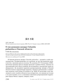 О гнездовании вяхиря Columba palumbus в Омской области