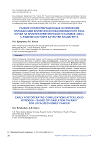Ранние послеоперационные осложнения криоаблации клинически локализованного рака почки на криотерапевтической установке "МКС" с жидким азотом в качестве хладагента