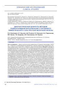 Диагностическая ценность методов радионуклидной визуализации сторожевого лимфатического узла при раке молочной железы