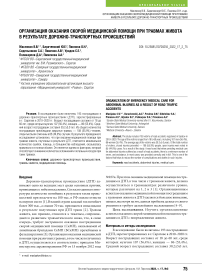Организация оказания скорой медицинской помощи при травмах живота в результате дорожно-транспортных происшествий