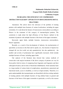 Increasing the efficiency of compression distraction Ilizarov apparatus in shoulder bone distal fractures