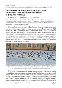 Результаты зимнего учёта кряквы Anas platyrhynchos в Тамбовской области в феврале 2022 года