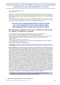 Экспрессия поддерживающего белка NEDD9 как негативный прогностический маркер при немелкоклеточном раке легкого (НМРЛ)