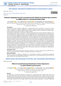 Влияние предварительной сонохимической обработки депрессоров шламов на эффективность сильвиновой флотации