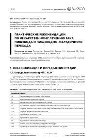 Практические рекомендации по лекарственному лечению рака пищевода и пищеводно-желудочного перехода