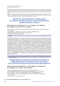 Predictive and prognostic significance of loss of heterozygosity in ABC transporter genes in breast cancer