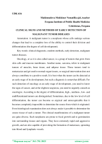 Clinical signs and methods of early detection of malignant tumor diseases