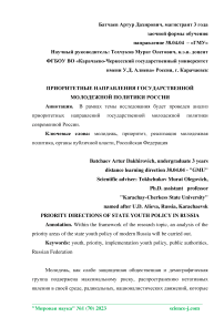 Приоритетные направления государственной молодежной политики России