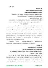 Анализ взаимодействия "само"-деятельностей в структуре самообразовательной деятельности студентов