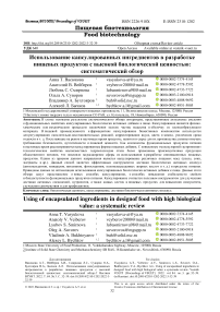 Использование капсулированных ингредиентов в разработке пищевых продуктов с высокой биологической ценностью: систематический обзор