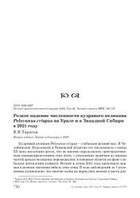 Резкое падение численности кудрявого пеликана Pelecanus crispus на Урале и в Западной Сибири в 2021 году