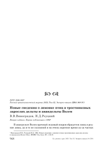 Новые сведения о зимовке птиц в тростниковых зарослях дельты и авандельты Волги