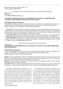 Проблемы реализации принципа справедливости в нормах, устанавливающих уголовную ответственность за детскую порнографию