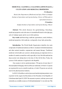 Medicinal calendula (Callendula officinalis L.) cultivation and medicinal properties