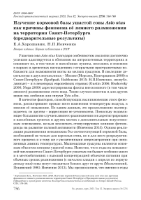 Изучение кормовой базы ушастой совы Asio otus как причины феномена её зимнего размножения на территории Санкт-Петербурга (предварительные результаты)