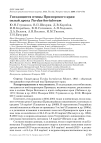 Гнездящиеся птицы Приморского края: сизый дрозд Turdus hortulorum