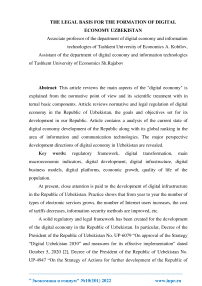 The legal basis for the formation of digital economy Uzbekistan