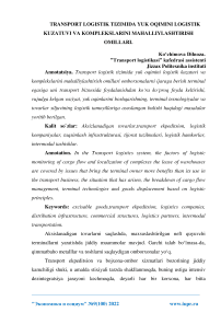 Transport logistik tizimida yuk oqimini logistik kuzatuvi va komplekslarini mahalliylashtirish omillari