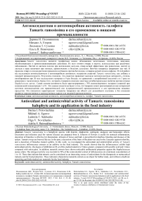 Антиоксидантная и антимикробная активность галофита Tamarix ramosissima и его применение в пищевой промышленности
