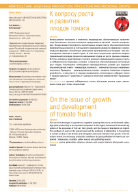 К вопросу роста и развития плодов томата