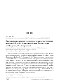 Причины снижения численности красноголового нырка Aythya ferina на водоёмах Белоруссии