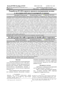 Разработка SCADA-проекта процесса выпаривания молока в двухкорпусной вакуум-выпарной установке