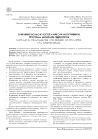 Сравнение возможностей и набора инструментов программ и онлайн-редакторов