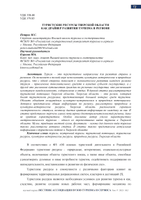 Туристские ресурсы Тверской области как драйвер развития туризма в регионе