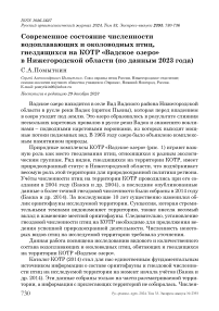 Современное состояние численности водоплавающих и околоводных птиц, гнездящихся на КОТР «Вадское озеро» в Нижегородской области (по данным 2023 года)
