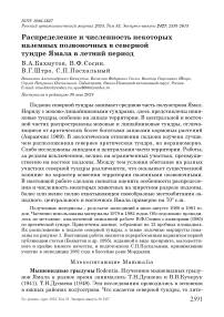 Распределение и численность некоторых наземных позвоночных в северной тундре Ямала в летний период