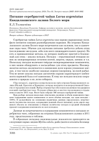 Питание серебристой чайки Larus argentatus Кандалакшского залива Белого моря